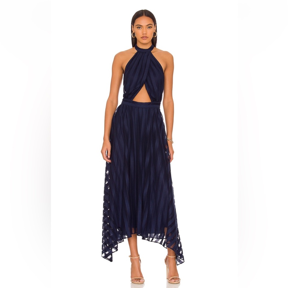 AMUR Leonie Halter Dress in Twilight Blue